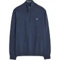 Gant for man. 87213 Very fine sheep's wool jumper with navy half-zipper (XL), Casual, Cotton