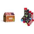 Happy socks Gingerbread Houses Gift Set Half Lange Sokker 4 Par