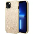GUESS Originalt frontpaneldeksel GUESS GUHCP14SHGGSHD for iPhone 14 (Glitter Flakes Script metalllogo / gull)