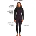Billabong Synergy 4/3 Mm Dame Våtdrakt I Neopren Med Lange Ermer Og Glidelås På Ryggen