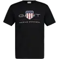Gant for man. 2003199 T-shirt with black shield (4XL), Casual, Cotton, Short sleeve