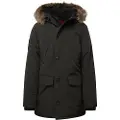 Superdry for man. M5011741A Faux fur hooded parka Everest black (L), Casual, Polyester, Sustainable