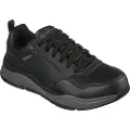 SKECHERS for man. 210021 Relaxed Fit Benago Leather Sneakers black (41), Flat, Laces, Casual
