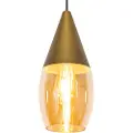 QAZQA Moderne pendellampe gull med ravfarget glass - Drop