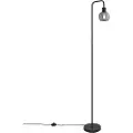 QAZQA Art Deco gulvlampe sort med røykglass - Vidro
