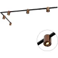 QAZQA 1-fase skinnesystem med 5 spotlights mørk bronse og svart - Rondoo Up