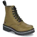 Art unisex. 1116612P6003_0G3 Dark green leather ankle boots (42), Flat, 1 to 3 cm, Laces, Casual