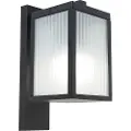 QAZQA Smart utendørs vegglykt svart med ribbet glass inkl. WiFi A60 - Charlois