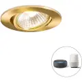 QAZQA Smart innfelt spotlight stål tiltbar inkl. Wifi GU10 - Cisco
