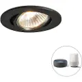 QAZQA Smart innfelt spotlight svart tiltbar inkl. Wifi GU10 - Cisco