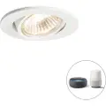 QAZQA Smart innfelt spotlight hvit tiltbar inkl. WiFi GU10 - Cisco