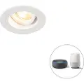 QAZQA Smart innfelt spotlight hvit rund tiltbar inkl. Wifi GU10 - Chuck