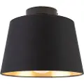 QAZQA Taklampe med bomullslampeskjerm svart med gull 25 cm - Combi Black