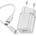 Baseus Super Si Rask Lader med USB-C / Lightning Kabel - 20W - Hvit