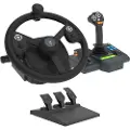 Hori HPC-043U, Steering wheel + Pedals + Joystick, PC, Koblet med ledninger (ikke trådløs), USB, Sort, Kabel