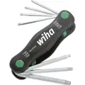 Wiha 25128, Sammenleggbare torx-nøkler, T10, T15, T20, T25, T7, T8, T9, Sort, Grønn, Kromvanadiumstål, Plast, 104 g