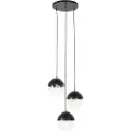 QAZQA Retro hengende lampe svart med klart glass rund 3-lys - Eclipse