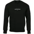 Fred perry for man. M4727 Black embroidered sweatshirt (M), Casual, Cotton