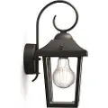 Philips myGarden Buzzard-vegglampe, 60 W, E27, ingen pære, Vegglys, Sort, Aluminium, IP44, I, Overflatebehandlet