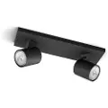 Signify Runner-spotlys til tak/vegg, 2 stk., Overflateegnet, GU10, 2 ampuller, LED, 220-240 V, Sort