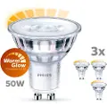 Signify LED-lyspære Spot 3,8W/922-927 (50W) 36° WarmGlow Dæmpbar 3-pack GU10