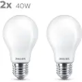 Signify LED-lyspære Classic Standard 4.5W/827 (40W) Frosted 2-pack E27