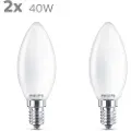 Signify - LED-lyspære - form: B35 - mattslipt finish - E14 - 4.3 W (ekvivalent 40 W) - klasse F - varmt hvitt lys - 2700 K (en pakke 2)