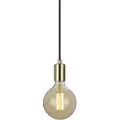 Csdk-Sl Sky pendel messing, 3,5 meter tekstil ledning, krog ophæng til max. 60W glødepære eller tilsvarende. Leveres eksklusiv lyskilde