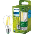 Signify - LED-filamentlyspære - form: A60 - klar finish - E27 - 4 W (ekvivalent 60 W) - klasse A - kjølilg hvitt lys - 4000 K - gjennomsiktig