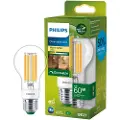 Signify - LED-filamentlyspære - form: A60 - klar finish - E27 - 4 W (ekvivalent 60 W) - klasse A - varmt hvitt lys - 2700 K - gjennomsiktig
