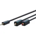 ClickTronic 3.5mm-2x RCA, 0.1m, 3.5mm, Hankjønn, 2 x RCA, Hankjønn, 0,1 m, Blå