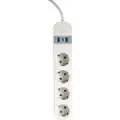 Gembird TSL-PS-S4U-01-W - Smart strømstripe - AC 230 V - 3680 watt - Wi-Fi - inngang: type F - utgangskontakter: 4 (type F, 2 x USB, 24 pin USB-C) - 1.5 m kabel - hvit