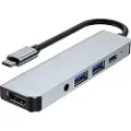 Gembird USB-C Dokkingstasjon 5-i-1 med 2xUSB, HDMI, PD, 3.5mm