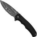 CIVIVI Button Lock Praxis Damascus, Black Aluminum