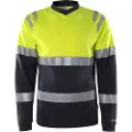 Fristads Flamestat langermet t-skjorte, høy synlighet kl 1 7107 TFL Hi-Vis Gul / Marineblå 3XL