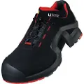 Uvex 85162, Unisex, Voksen, Vernesko, Sort, Rød, ESD, S3, SRC, Hurtigsnører