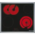 Bosch Serie | 4 PKN645BB2E - Keramisk komfyrtopp - 4 plater - Nisje - bredde: 56 cm - dybde: 49 cm - med pynt av rustfritt stål - svart/rustfritt stål