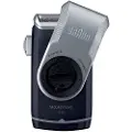 Braun Herrenrasierer MobileShave M-90, Barberingsmaskin, Blå, Sølv, Batteri, 180 g, 38 mm, 79 mm
