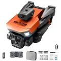 Mtp Products XKJ K6 MAX 3-kameradrone med 3 kameraer for å unngå hindringer HD-fotografering fra luften sammenleggbart quadcopter RC-fly med ett batteri - oransje
