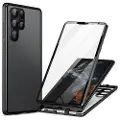 Mtp Products Samsung Galaxy S24 Ultra Magnetic Deksel med Herdet Glass - Svart