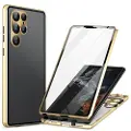 Mtp Products Samsung Galaxy S24 Ultra Magnetic Deksel med Herdet Glass - Gull