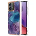 Mtp Products Motorola Moto G84 Marble Pattern Electroplated IMD TPU-deksel - Lilla