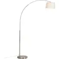 QAZQA Moderne bueformet gulvlampe i stål med hvit stoffskjerm - Arc Basic