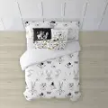 Play Fabrics Looney B&w Dynetrekk Med Knapper For 180 Seng 260x240 Cm