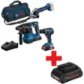 Bosch Professional Gsr + Gws + Gbh + 2x4ahpc + Bag Kit 3 Batteridrevne Verktøy