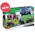 Bburago Farmland Chicken Coop Med New Holland Traktor Lekesett 1:43 Bburago
