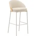 Kave Home Kave HomeEamy krakk i beige kunstskinn, naturfinert askefiner og beige metall 75 cmBeigeBarstoler & -krakkerFra Homeroom