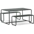 Kave Home Kave HomeSotil Barnesett med 2 benker og bord i galvanisert stål med grønn finish 95 x 62 cmGrønnUtemøbler til barnFra Homeroom