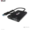 Club 3D - Video adapter - USB-type A, 24 pin USB-C (hann) til HD-15 (VGA), HDMI (hunn) - Dobbel skjermdrift, 4K30 Hz (3840 x 2160) støtte (HDMI), 1080p-støtte 60 Hz (VGA)