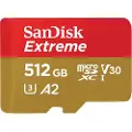SanDisk Extreme - Flashminnekort (microSDXC til SD-adapter inkludert) - 512 GB - A2 / Video Class V30 / UHS-I U3 / Class10 - microSDXC UHS-I